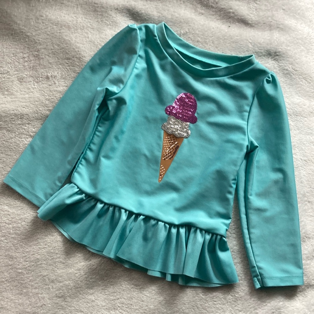 Cat & Jack Blue Long Sleeve Tee with Ruffled Hem